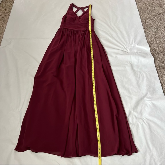 Azazie Natasha A-Line Pleated Chiffon Bridesmaid Dress Burgundy Size 4 - Picture 5 of 10